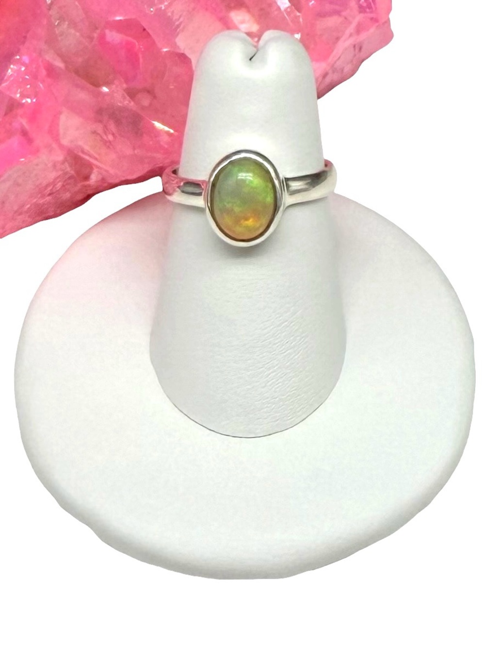 Ethiopian Fire Opal Ring Size 6 Solid 925 Sterling Silver Dainty Oval